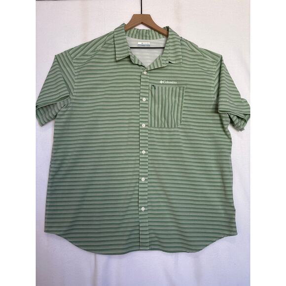Columbia Omni-Shade Shirt Mens XXL  Striped Short Sleeve Button Up - Picture 1 of 9